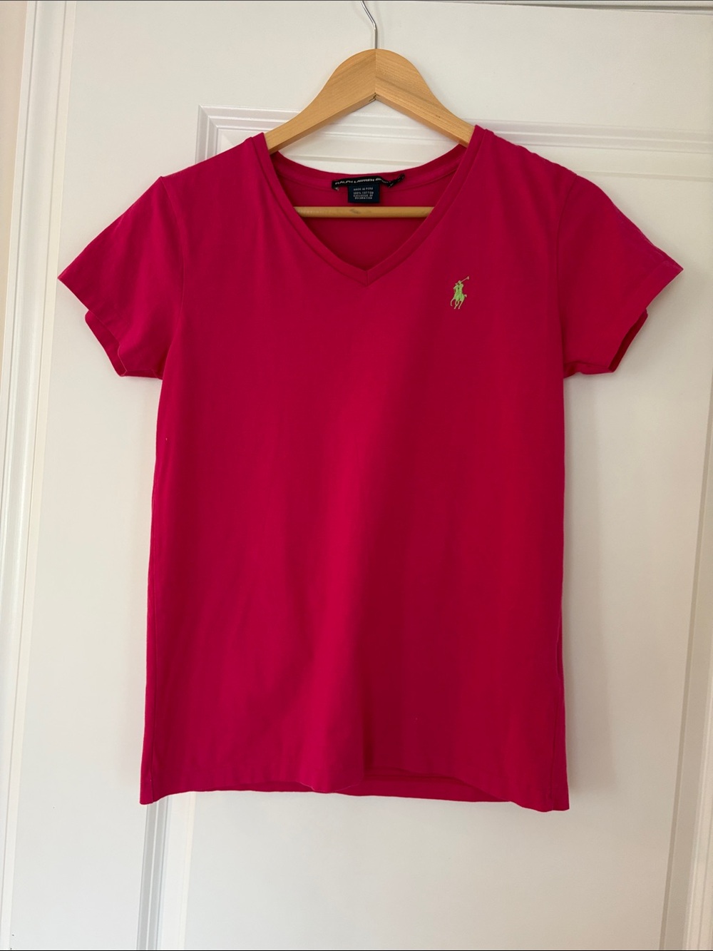 Ralph Lauren V-Neck Short Sleeve Tee - Hot Pink